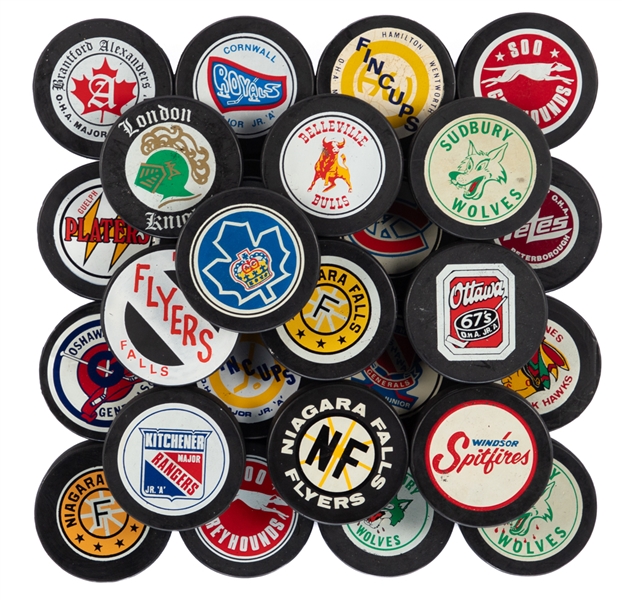 1972-81 OHA Official Viceroy Game Pucks (26) - All Near Mint and Unused! 