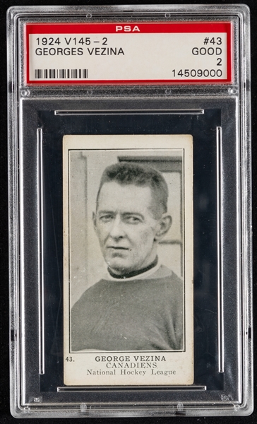 1924-25 William Paterson V145-2 Hockey Card #43 HOFer Georges Vezina - Graded PSA 2