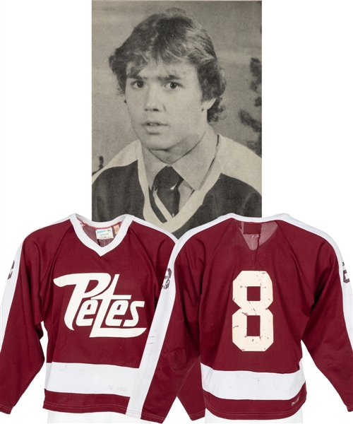 Steve Yzermans 1981-82 OHL Peterborough Petes Game-Worn Jersey - Nice Game Wear! - Team Repairs! - Photo-Matched!