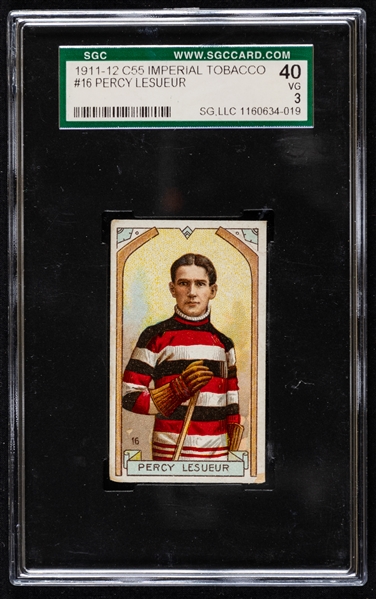 1911-12 Imperial Tobacco C55 Hockey Card #16 HOFer Percy LeSueur - Graded SGC 3