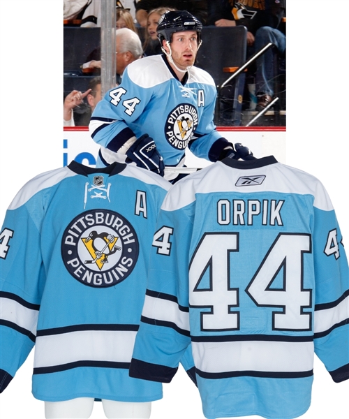 Brooks Orpik’s 2008-09 Pittsburgh Penguins Game-Worn Assistant Captain’s Third Jersey with Team COA 