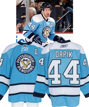 Brooks Orpik’s 2008-09 Pittsburgh Penguins Game-Worn Assistant Captain’s Third Jersey with Team COA 