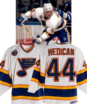 Bret Hedicans 1992-93 St. Louis Blues Game-Worn Rookie Season Jersey - Stanley Cup Centennial Patch!