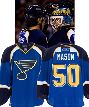 Chris Masons 2009-10 St. Louis Blues Game-Worn Jersey with LOA - Photo-Matched!