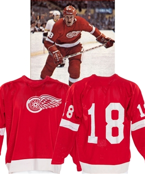 George Lyles 1979-80 Detroit Red Wings Game-Worn Rookie Season Jersey - Nice Game Wear! - Team Repairs!