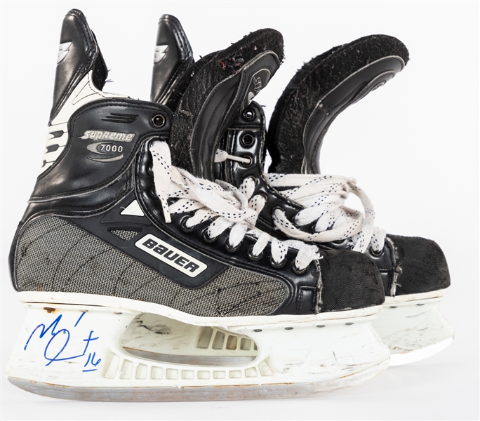 Michel Goulets Early-2000s Alumni/Post-Career Bauer 7000 Signed Game/Player-Worn Skates with LOA - Originally from Goulets Personal Collection!