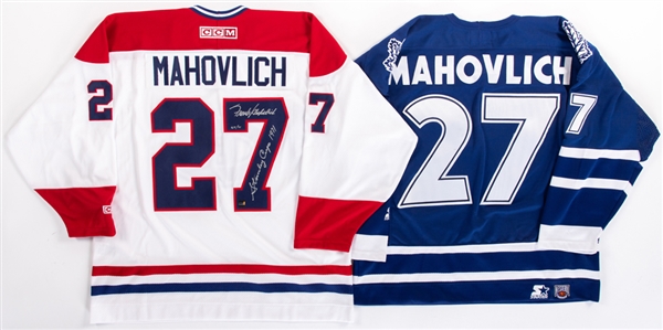 HOFers Bert Olmstead, Lanny McDonald and Frank Mahovlich Signed Toronto Maple Leafs Jerseys Plus Mahovlich Signed Limited-Edition "Stanley Cup 1971" Montreal Canadiens Jersey with JSA Auction LOA