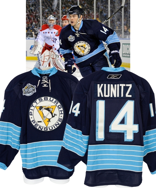 Chris Kunitzs 2011 Winter Classic Pittsburgh Penguins Game-Worn First Period Jersey with LOA Plus Kunitzs 2011 Winter Classic Penguins Practice Jersey