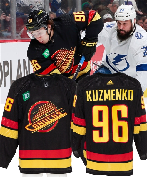 Andrei Kuzmenkos 2022-23 Vancouver Canucks "Flying Skate" Game-Worn Third Jersey with Team COA