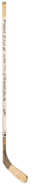 Steve Larmers 1991-92 Chicago Blackhawks Team-Signed Sher-Wood S.O.P 5030 Game-Used Stick Including HOFers Roenick, Belfour, Goulet and Chelios