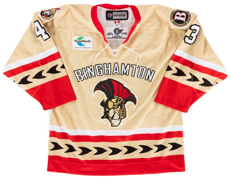 Brandon Svendsens 2009-10 AHL Binghamton Senators Game-Worn Gold Third Jersey with Team LOA 