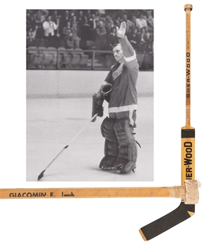 Ed Giacomins 1975-76 Detroit Red Wings Signed Sher-Wood Game-Used Stick - From the Collection of Photographer Jim Mackey