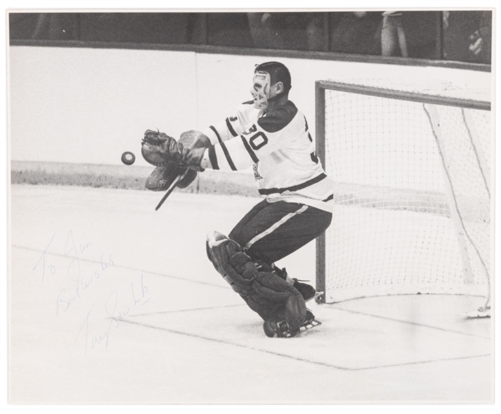 Deceased HOFer Terry Sawchuk Signed Oversized Toronto Maple Leafs Photo with LOA (15 3/4" x 19 1/2") - From the Collection of Photographer Jim Mackey - The Ultimate Signed Sawchuk Maple Leafs Photo!