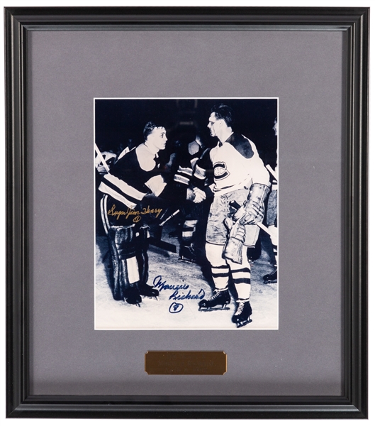 Maurice "Rocket" Richard and Jim Henry "Handshake" Dual-Signed Framed Photo with JSA Auction LOA (15 1/2" x 17 1/2")