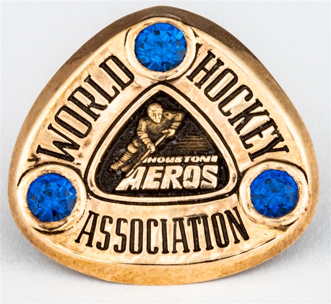 Marty Howes 1974 WHA Houston Aeros Gold Pin from His Personal Collection with His Signed LOA