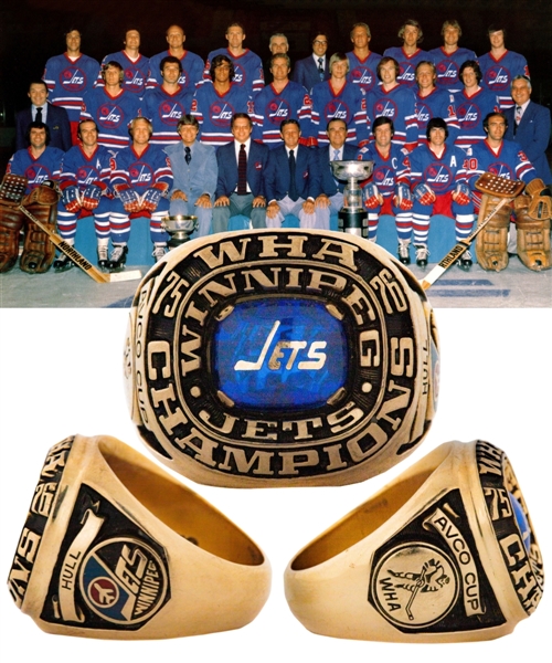 Bobby Hull 1975-76 WHA Winnipeg Jets Avco Cup Championship 10K Gold Salesmans Sample Ring