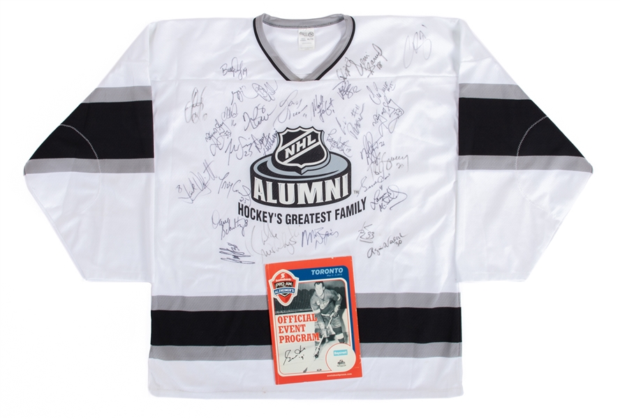 NHL Alumni Multi-Signed Jersey Including Gordie Howe, Lanny McDonald, Doug Gilmour, Bryan Trottier, Rogie Vachon and Others 