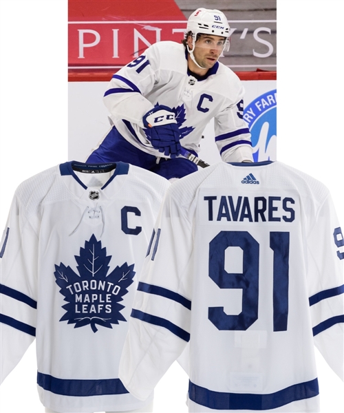 John Tavares 2020-21 Toronto Maple Leafs Game-Issued Captains Jersey with Team LOA