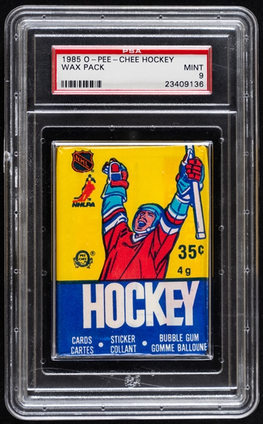 1985-86 O-Pee-Chee Hockey Unopened Wax Pack - Graded PSA MINT 9 – Mario Lemieux Rookie Card Year