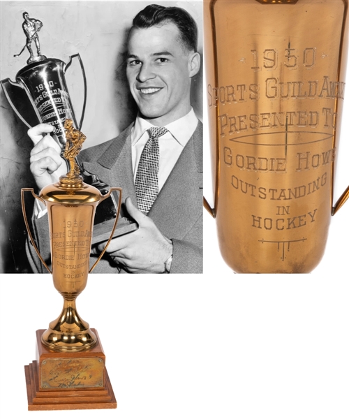 Gordie Howes 1950 Sports Guild Award "Outstanding in Hockey" Trophy with Great Provenance (21 1/2")