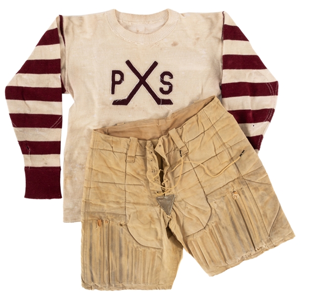 Vintage Circa 1920s "PS" Crossed Sticks Game-Worn Wool Hockey Jersey Plus Vintage 1920s/1930s Hockey Pants 