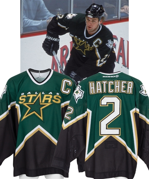 Derian Hatchers 2000-01 Dallas Stars Game-Worn Jersey - Nice Game Wear! - Photo-Matched! - 