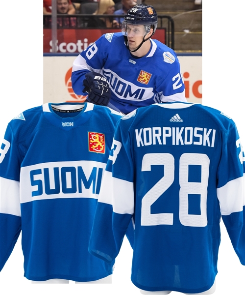 Lauri Korpikoskis 2016 World Cup of Hockey Team Finland Game-Worn Jersey - Fanatics Authenticated!