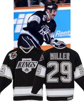 Jay Millers 1991-92 Los Angeles Kings Game-Worn Jersey - NHL 75th and Kings 25th Anniversary Patches!