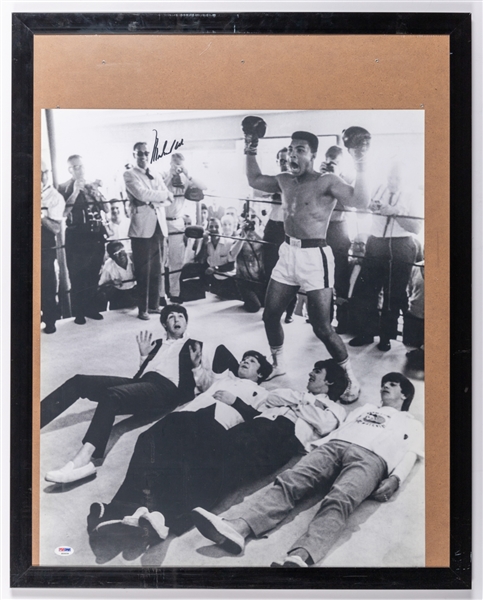 Muhammad Ali Signed Framed Photo with The Beatles -  PSA/DNA LOA (20" x 24")