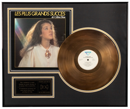 Celine Dion 1984 "Les Plus Grands Succès" 24K Gold Plated Record Framed Display (20" x 24")