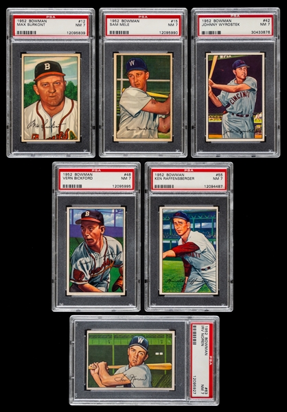 1952 Bowman Baseball PSA/SGC-Graded Cards (12) - All Graded NM 7 or Better