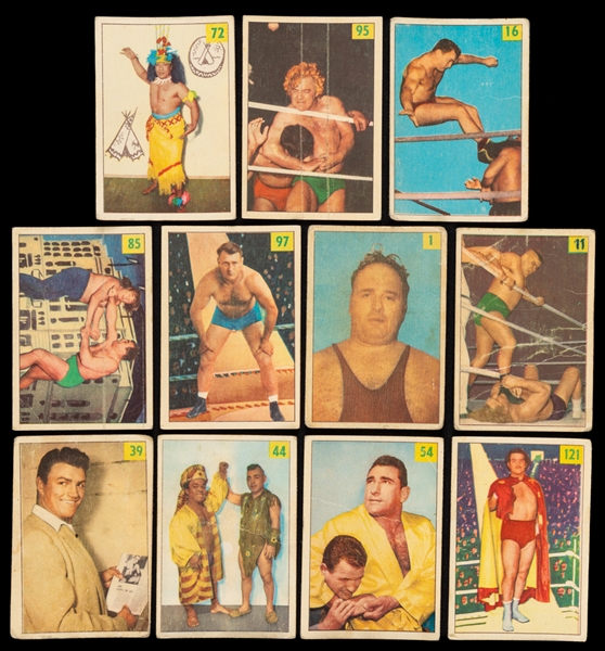 1955-56 Parkhurst Wrestling Near Complete Card Set (119/121)