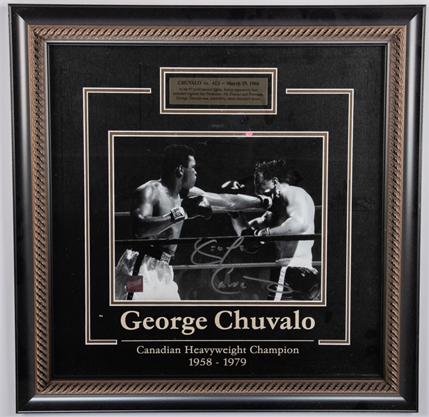 Boxing Greats Signed Photograph Collection of 4 Including George Chuvalo, Mike Tyson, Jake LaMotta and Chuck Wepner - All with COAs!