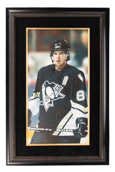 Sidney Crosby Signed Pittsburgh Penguins Framed Print on Canvas - Frameworth Authenticated (27" x 41")