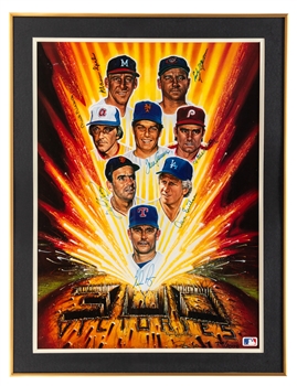 MLB "300 Win Club" Multi-Signed Ron Lewis Framed Limited-Edition Poster (700/1000) and Multi-Signed Ball Both Including Ryan, Wynn, Niekro, Spahn, Carlton, Seaver, Sutton and Perry - JSA Auction LOA