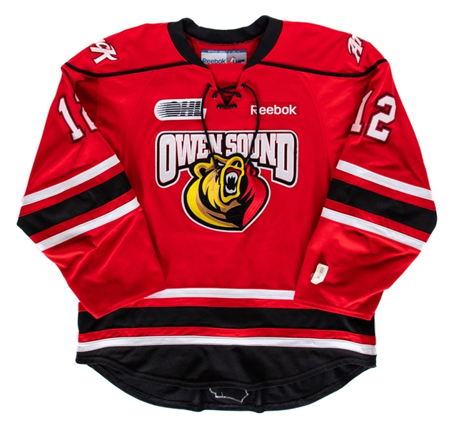 Steven Janes’ 2012-13 OHL Owen Sound Attack Game-Worn Jersey with Team LOA