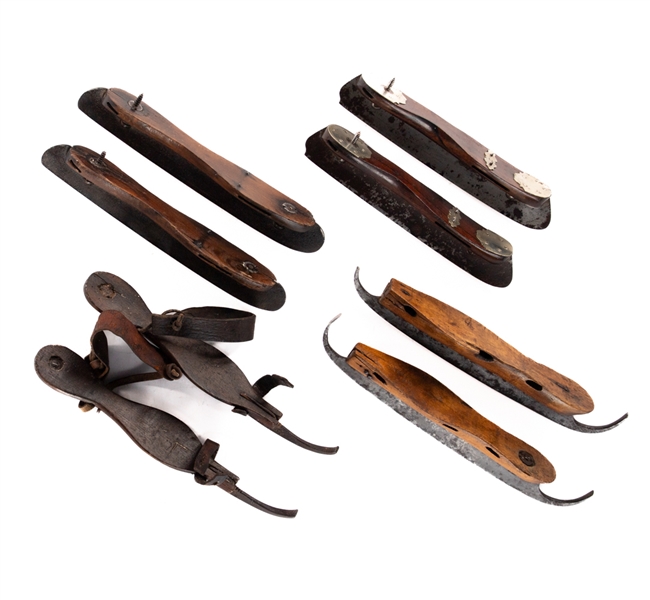 Scarce 19th Century Circa-1860 to 1890s Antique Skate Collection of 4 Pairs