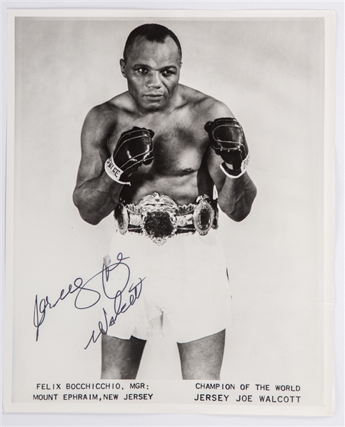 Former Heavyweight Boxing Champions Deceased HOFers Jersey Joe Walcott and Floyd Patterson Signed Photos Plus HOFer Mike Tyson Signed Photo with JSA Auction LOA