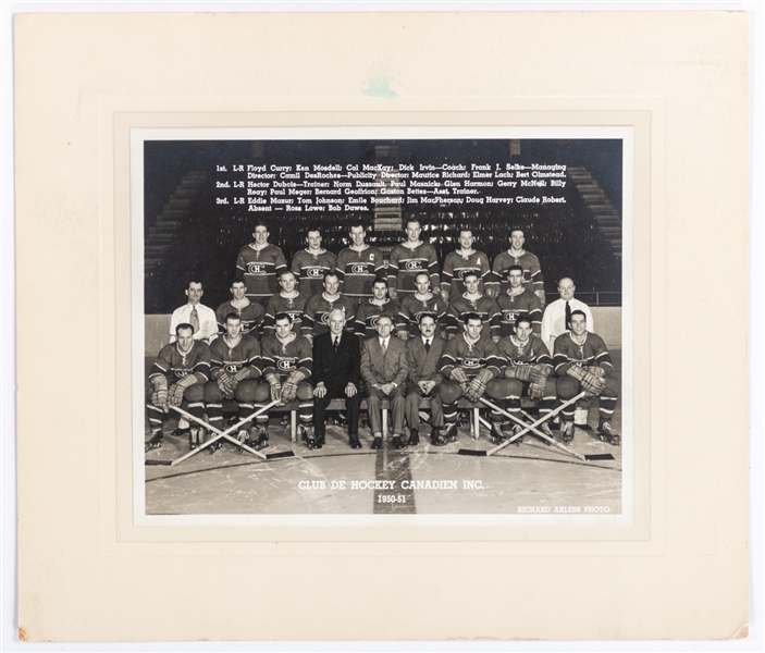 Paul Masnicks 1950-51 Montreal Canadiens Team Photo from His Personal Collection with LOA (12" x 14")