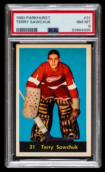 1960-61 Parkhurst Hockey Card #31 HOFer Terry Sawchuk - Graded PSA 8