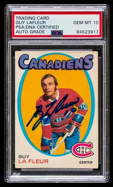 1971-72 O-Pee-Chee Signed Hockey Card #148 HOFer Guy Lafleur Rookie (PSA/DNA Certified Authentic Autograph - Autograph Graded GEM MT 10)