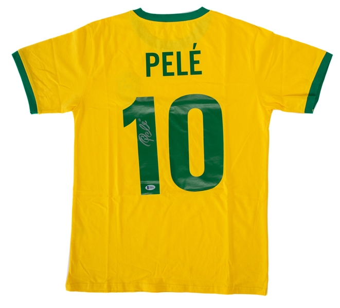 Pele Signed Brazil Soccer Jersey with Beckett COA