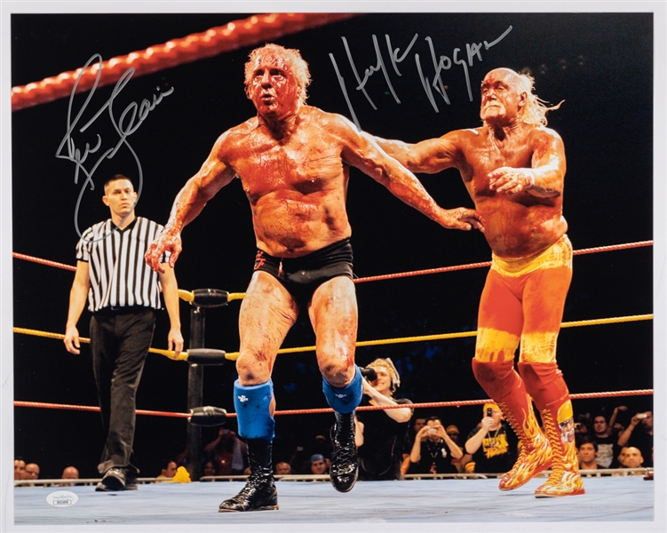 Hulk Hogan and Ric Flair Dual-Signed Photo - JSA Certified