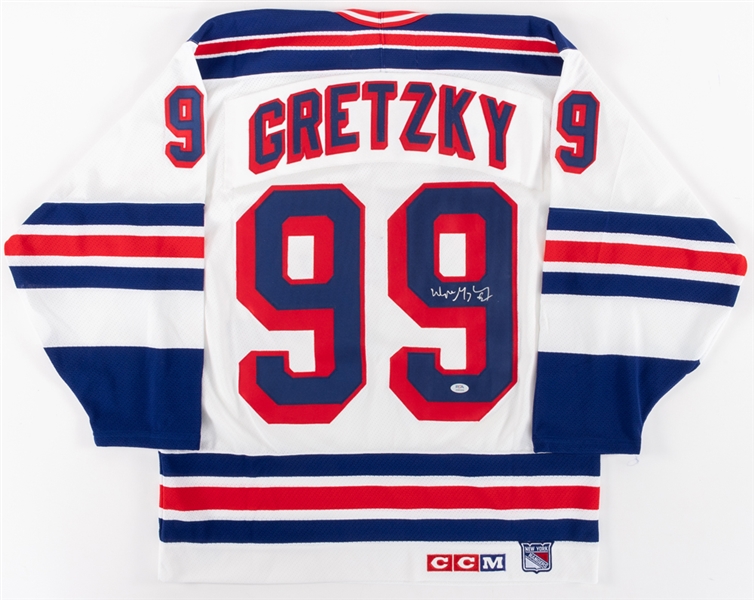 Wayne Gretzky Signed NY Rangers Jersey (PSA/DNA COA) and Signed Hespeler Stick (JSA LOA)