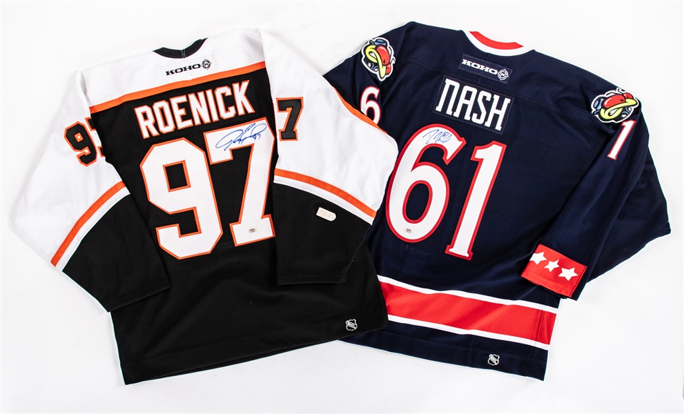 Jeremy Roenick Philadelphia Flyers and Rick Nash Columbus Blue Jackets Signed Jerseys - Both PSA/DNA Certified