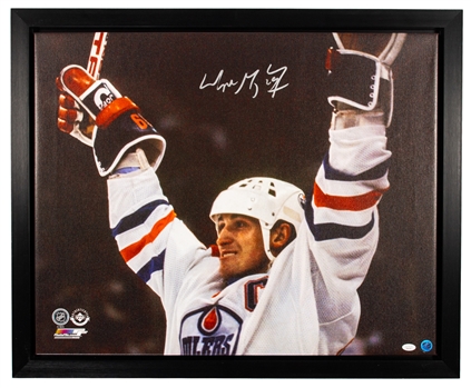 Wayne Gretzky Signed Edmonton Oilers "Celebration" Framed Print on Canvas with JSA LOA (33 1/4" x 27 1/2")