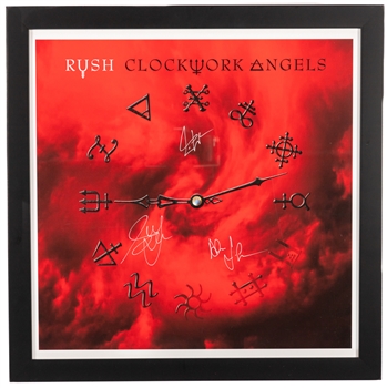 Canadian Rock Band Rush Band-Signed Clockwork Angles Framed Print Display with JSA LOA - Signed by Geddy Lee, Alex Lifeson and Neil Peart