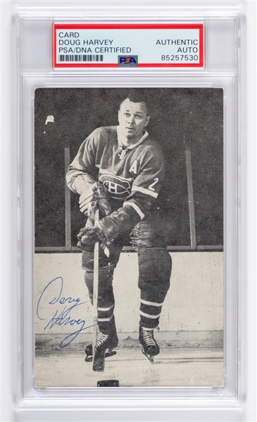 Deceased HOFer Doug Harvey Signed Montreal Canadiens Postcard - PSA/DNA Certified