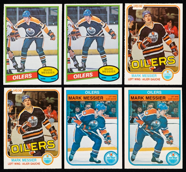 1980-81 to 1989-90 O-Pee-Chee Hockey Cards of HOFer Mark Messier (20) Including 1980-81 Rookie Cards (2)