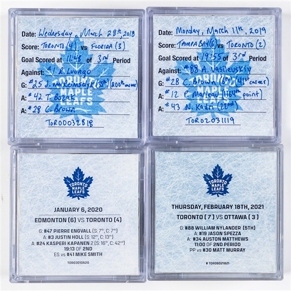 Toronto Maple Leafs 2018 to 2022 Game-Used Goal Puck Collection of 10 - All With COAs!